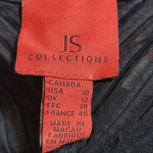 JS COLLECTIONS Beaded and Pleated Black Blouse Size 10 - Picture 8 of 8